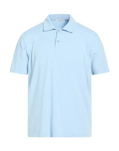 Wool & Co Man Polo Shirt Sky Blue Size L Cotton, Elastane In Blue
