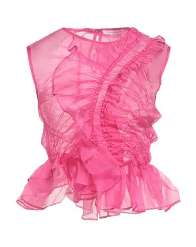 Cecilie Bahnsen Woman Top Fuchsia Size 4 Silk In Pink