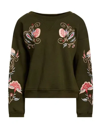 Connor & Blake Woman Sweatshirt Military Green Size Xl Cotton In Green