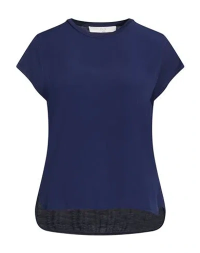 19.70 Nineteen Seventy Woman Top Navy Size S Lyocell, Cotton, Acetate, Silk In Blue