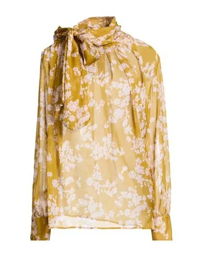 Elisabetta Franchi Floral Print Silk Blouse With Bow Detail In Yellow