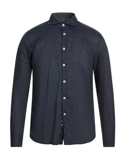 Armata Di Mare Man Shirt Midnight Blue Size 3xl Linen In Blue
