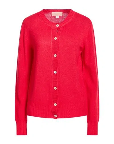 120% Lino Woman Cardigan Red Size Xl Cashmere, Merino Wool In Red