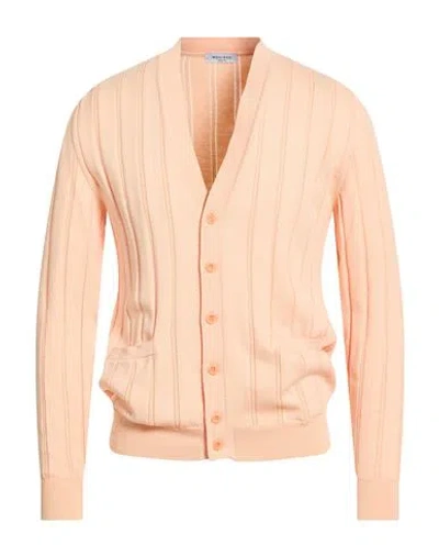 Wool & Co Man Cardigan Apricot Size L Cotton In Orange