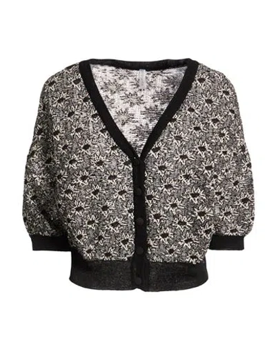Daniele Fiesoli Collezione N_01 Woman Cardigan Black Size L Linen, Polyamide In Black