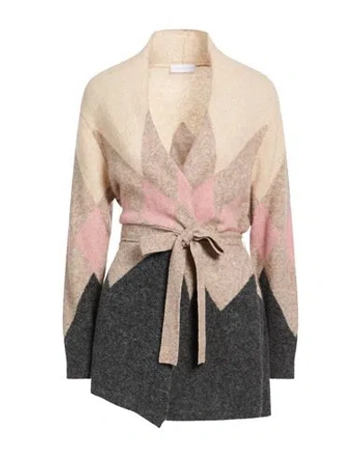 Diana Gallesi Woman Cardigan Beige Size L Polyamide, Wool, Alpaca Wool, Elastane In Sand
