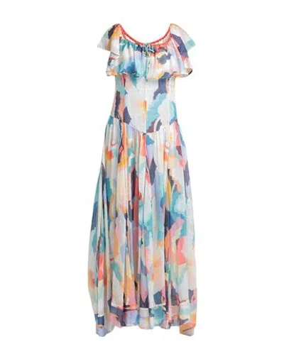 Forte Forte Forte_forte Woman Maxi Dress Blue Size 0 Linen, Silk, Polyamide In Multi