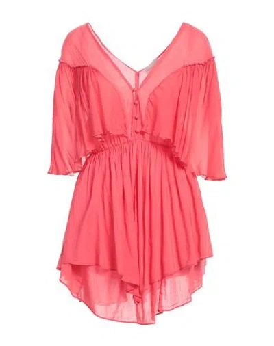 Forte Forte Forte_forte Woman Mini Dress Coral Size 2 Cotton, Silk, Viscose In Red