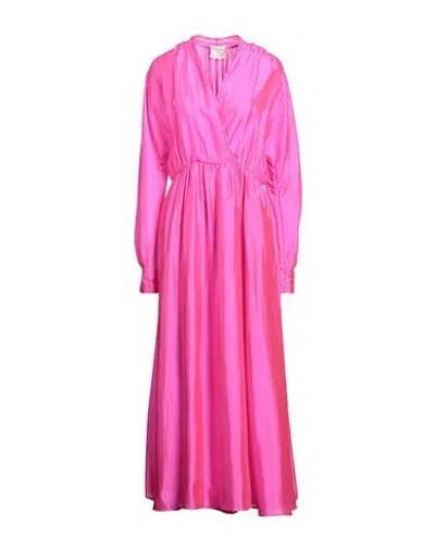 Forte Forte Forte_forte Woman Maxi Dress Fuchsia Size 2 Silk, Polyamide In Pink