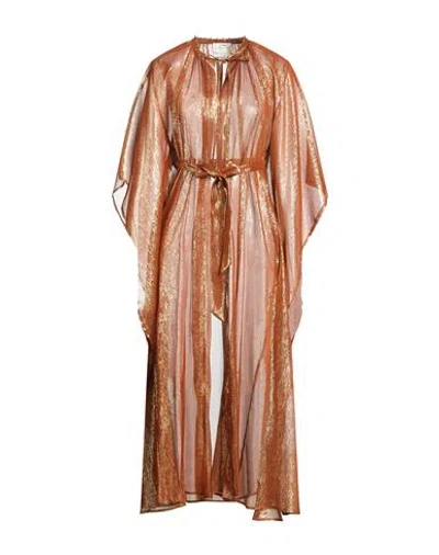 Forte Forte Forte_forte Woman Overcoat & Trench Coat Rust Size Onesize Silk, Metallic Polyester In Red