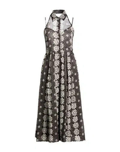 Paul & Joe Woman Midi Dress Black Size 12 Ramie In Black