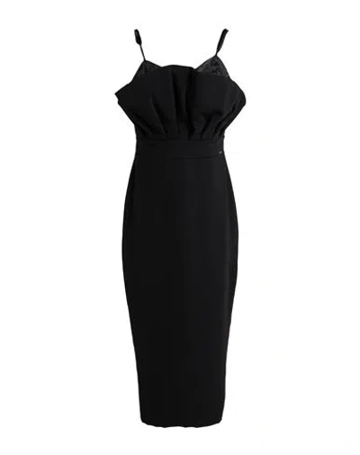 Nualy Woman Midi Dress Black Size 8 Polyester, Elastane In Black