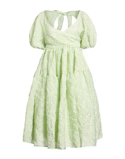 Cecilie Bahnsen Woman Midi Dress Light Green Size 6 Polyester, Polyamide In Green