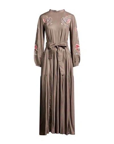 Connor & Blake Woman Maxi Dress Taupe Size L Viscose In Gray