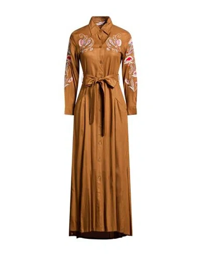 Connor & Blake Woman Maxi Dress Camel Size M Viscose In Sand