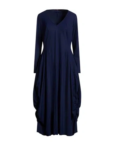 High Woman Midi Dress Navy Size 10 Nylon, Elastane In Blue