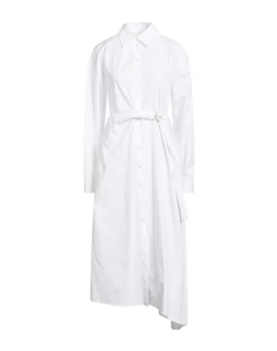Msgm Woman Midi Dress White Size 10 Cotton In White