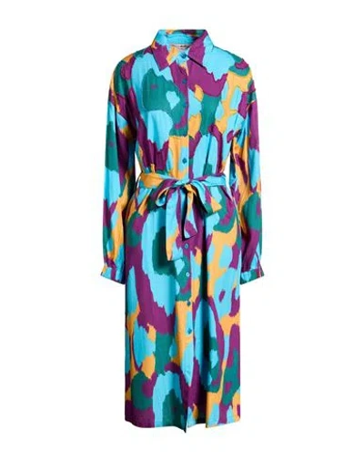 Connor & Blake Woman Midi Dress Azure Size L Viscose In Blue