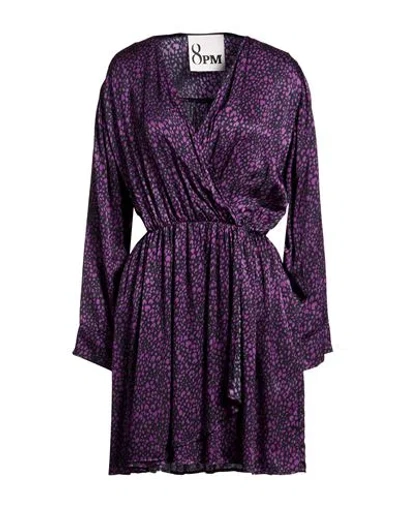 8pm Woman Mini Dress Purple Size L Viscose In Purple
