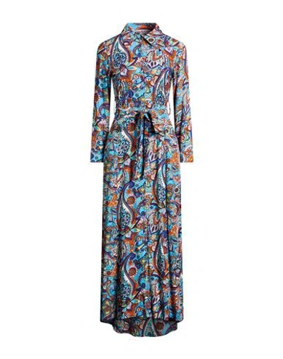 Connor & Blake Woman Maxi Dress Azure Size Xl Viscose In Blue