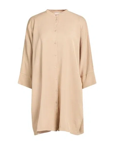 Daniele Fiesoli Collezione N_01 Woman Mini Dress Sand Size L Viscose, Linen In Sand