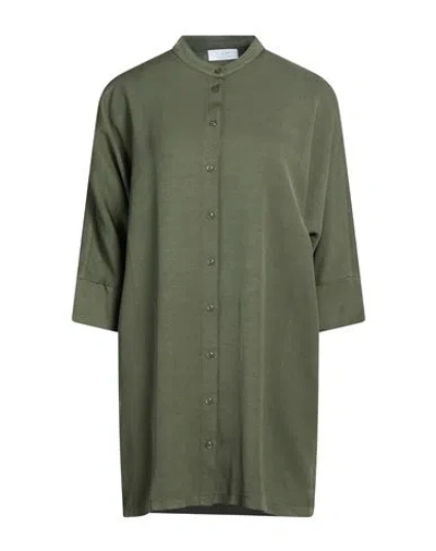 Daniele Fiesoli Collezione N_01 Woman Mini Dress Military Green Size L Viscose, Linen In Green