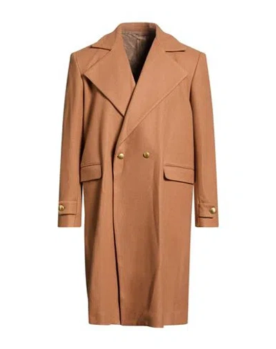 Marsēm Collection Man Coat Camel Size 36 Polyester, Polyacrylic, Wool In Brown