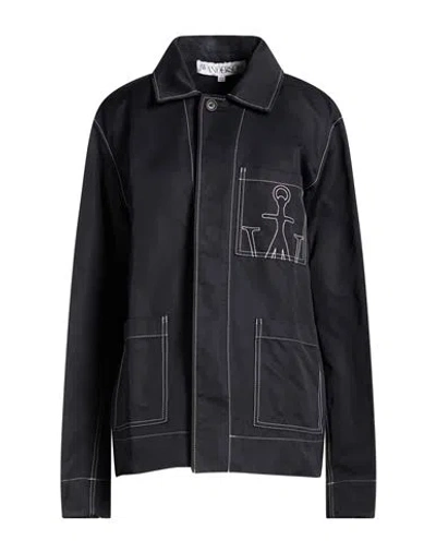 Jw Anderson Woman Jacket Midnight Blue Size L Polyamide In Black