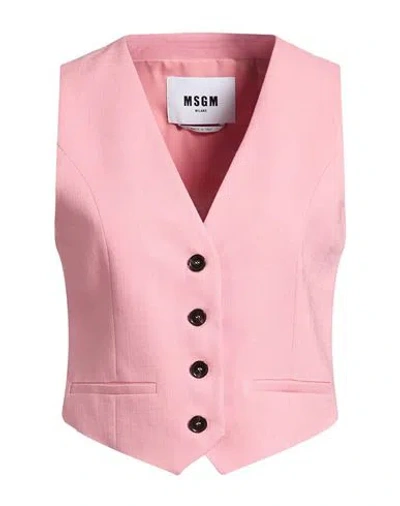 Msgm Woman Tailored Vest Pink Size 6 Viscose, Polyester, Elastane In Pink