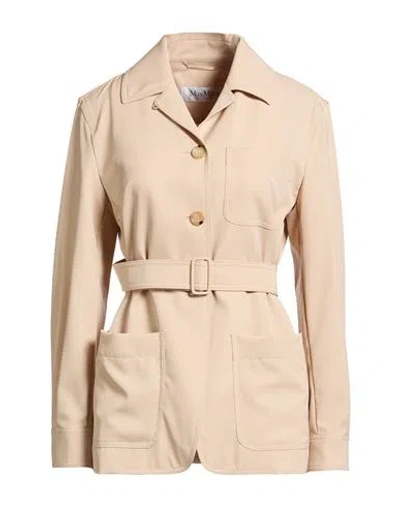 Max Mara Woman Jacket Beige Size 10 Virgin Wool In Sand
