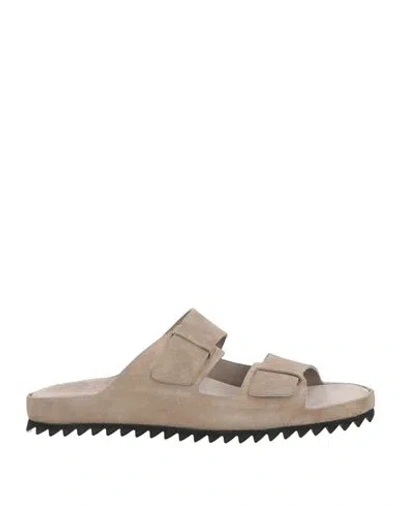 Officine Creative Italia Man Sandals Taupe Size 9 Soft Leather In Neutral