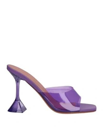 Amina Muaddi Purple Lupita Glass Slipper Heeled Sandals In Violet