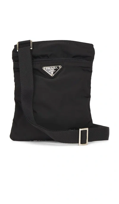 Fwrd Renew Prada Tessuto Messenger Bag In Black