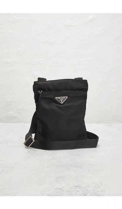 Fwrd Renew Prada Tessuto Messenger Bag In Black