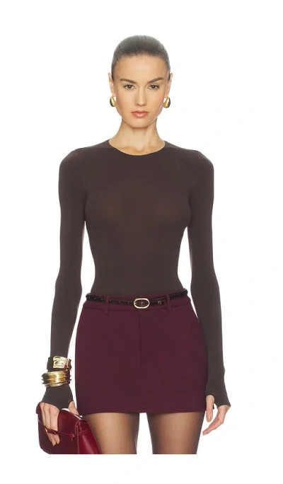 Commando Ballet Crewneck Bodysuit In Brown