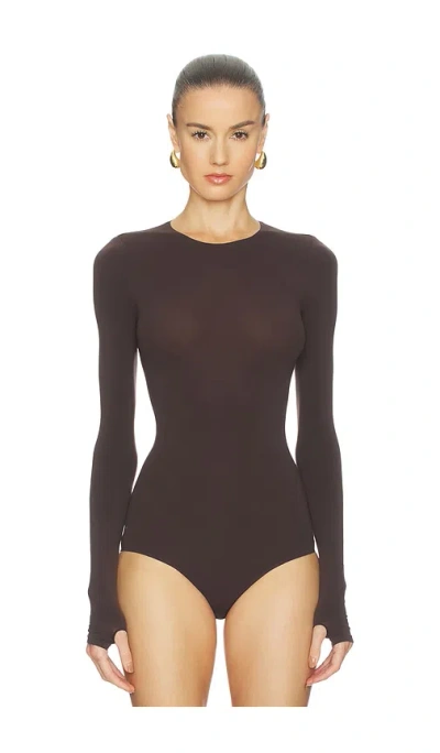 Commando Ballet Crewneck Bodysuit In Brown