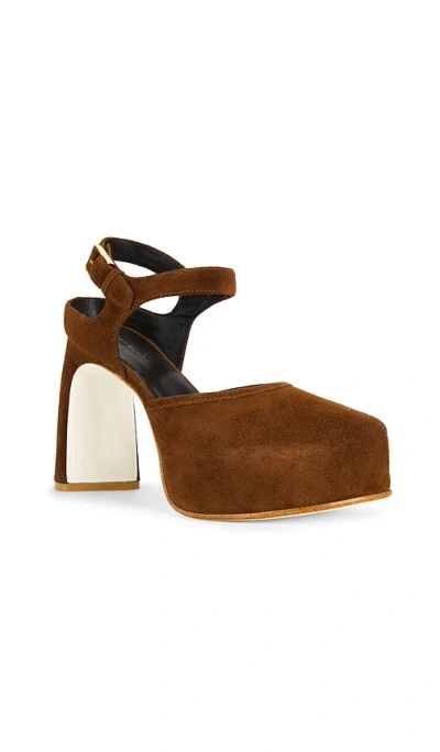Tory Burch Peep Toe Platform Heel In Brown