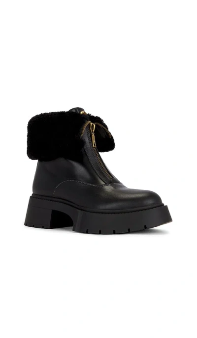 Coach Leah Platform Shearling Zip Bootie In Black