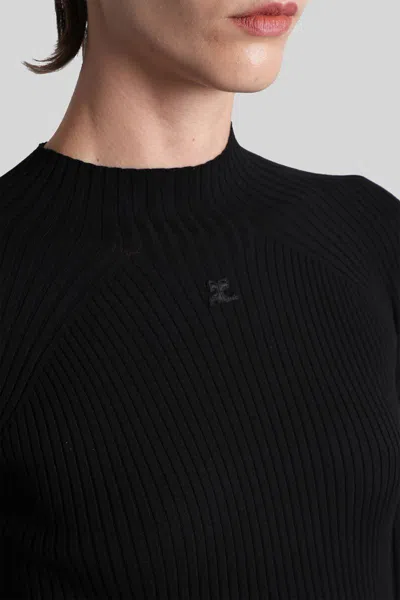 Courrèges Courreges Black Cotton Blend Mini Dress