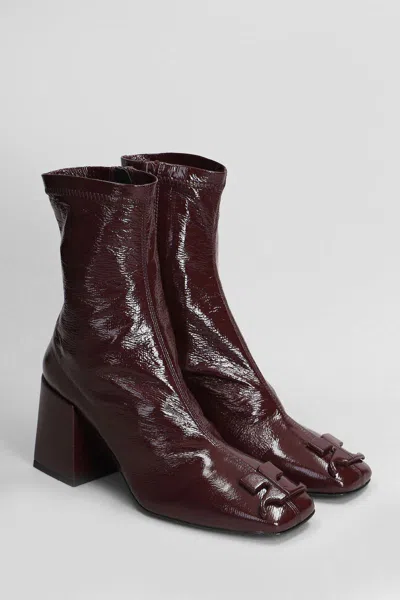 Courrèges High Heels Ankle Boots In Burgundy