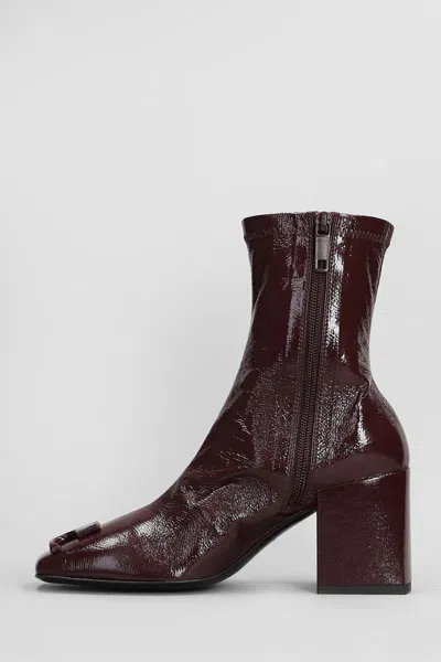 Courrèges High Heels Ankle Boots In Burgundy