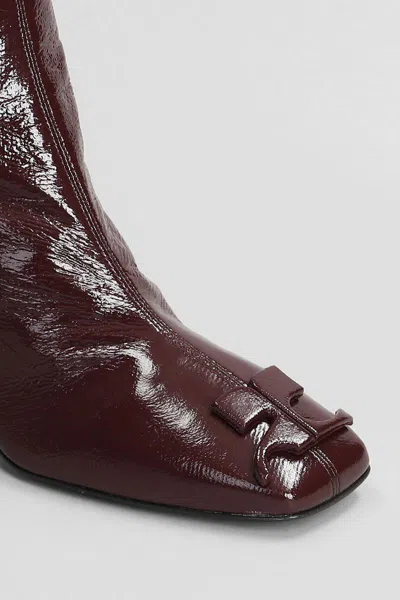 Courrèges High Heels Ankle Boots In Burgundy