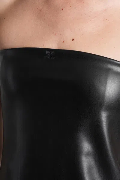 Courrèges Strapless Mini Dress With Back Strap Detail In Black