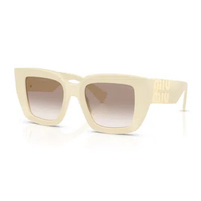 Miu Miu 0mu B05s Miu Glimpse 21d90l Bianco Latte Sunglasses In Neutral