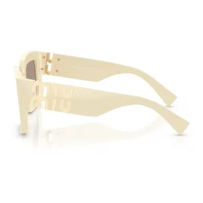 Miu Miu 0mu B05s Miu Glimpse 21d90l Bianco Latte Sunglasses In Neutral