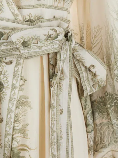 Zimmermann 'wanderlust' Multicolor Long Dress With V-neck And All-over Floral Print In Cotton Woman In White