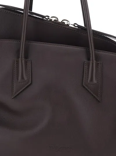 Attico La Passeggiata Medium Brown Shoulder Bag With Two Top Handles And Top Zip Closure In Suede Woman In Brown