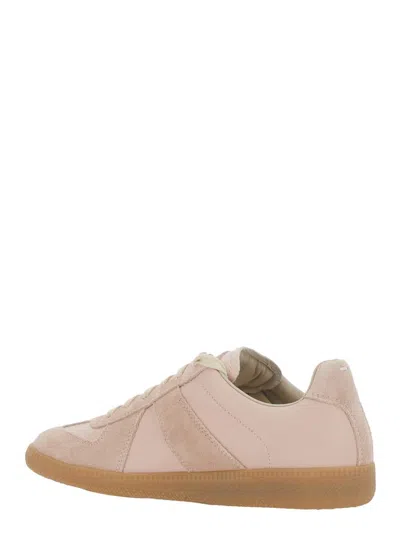 Maison Margiela Replica Suede And Leather Sneakers In Pink