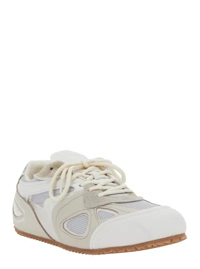 Axel Arigato Slow Runner White And Beige Sneaker With Mesh Inserts And Grooved Sole In Leather And Fabric Man In Neutral