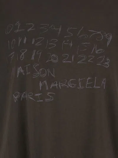 Maison Margiela Brown Crewneck T-shirt With Maxi Logo Print On The Front In Cotton Woman In Brown